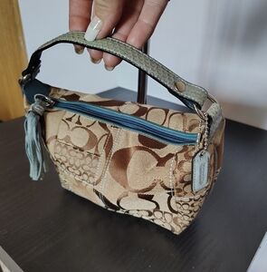 Coach • Classic Tan & Blue Mini Bag